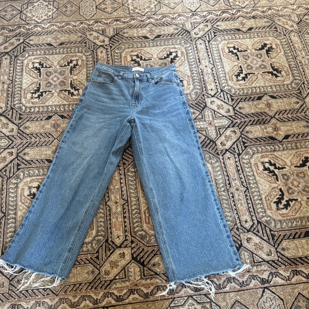 PacSun Light Blue Frayed Wide-Leg Jeans
